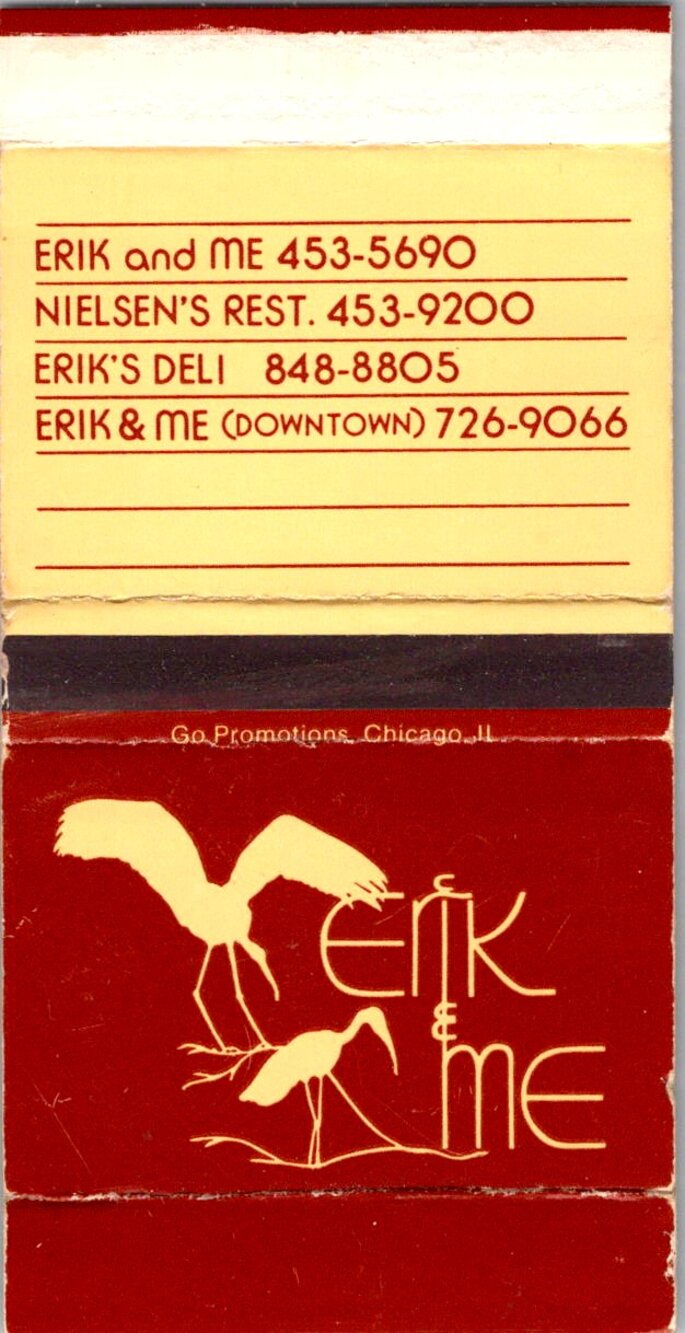 Erik & Me Chicago IL Vintage Matchbook Matchbox SMM21-3